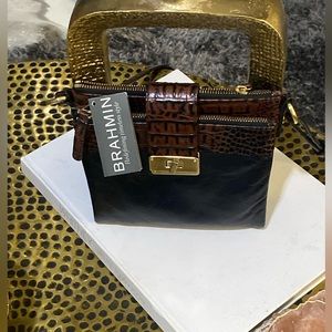 NWT Brahmin Crossbody Purse. Brown/ Black. Genuine Leather